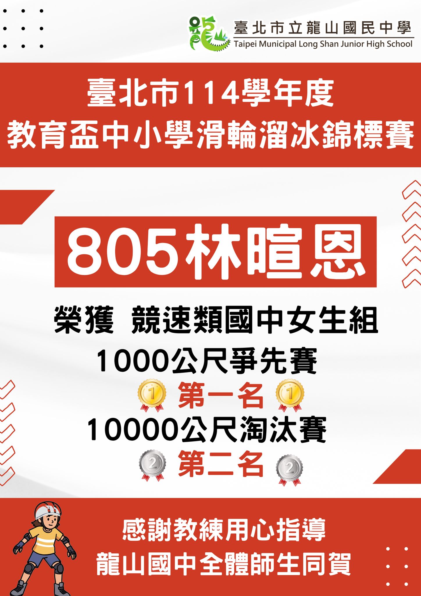 臺北市114學年度教育盃中小學滑輪溜冰錦標賽